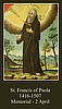 St. Francis of Paola Prayer Card